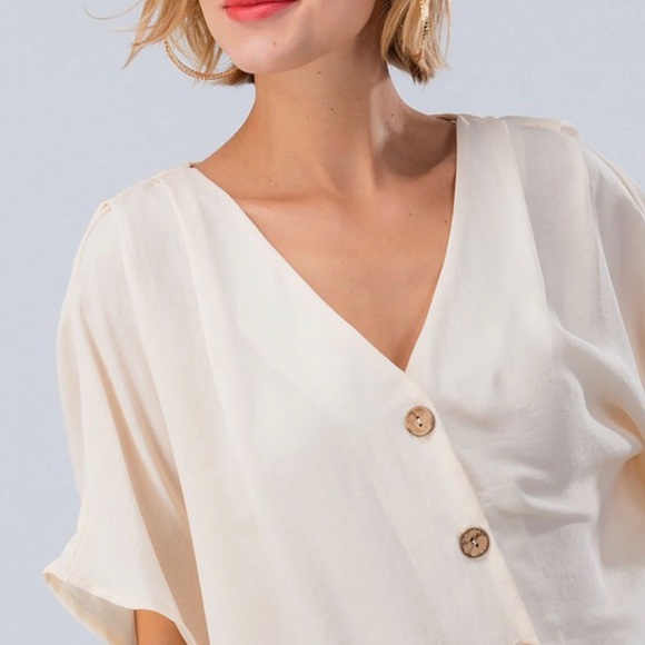 Ivory Button Down Top - Picture 3 of 3